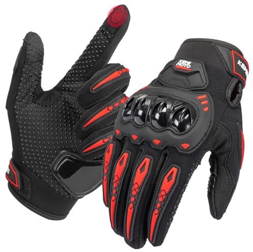 KEMIMOTO Motorrad Handschuhe Herr, Motorradhandschuhe Sommer mit Knöchelprotektor und Touchscreen, Atmungsaktive Outdoor Handschuhe für Herren und Damen, für Motorrad, Fahrrad, Roller, Jagd