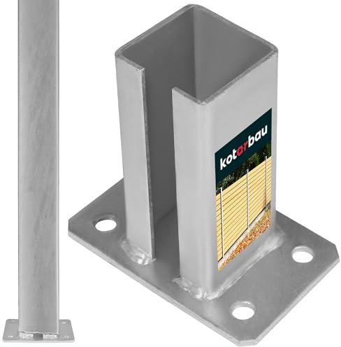 KOTARBAU® Pfostenträger für Zaunpfosten - 70 x 70 mm - für Doppelstabmattenzaun - Aufschraubhülse - Balkenschuh zum Aufschrauben - Robust & Wetterfest - feuerverzinkter Stahl - Silber