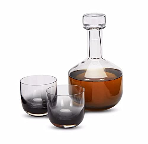 QTANZIQI Juego de decantador de Whisky de Cristal con 2 Vasos, decantador de Whisky de Lujo de 42 onzas, Vasos de Whisky soplados a Mano de 12 onzas, Regalos de cumpleaños de Aniversario, Regalos