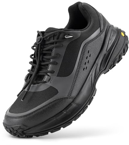 FitVille Zapatillas de Senderismo Extra Anchos para Hombre Zapatos de Trekking Antideslizantes Zapatillas Deportivas Transpirable para Exteriores Montaña Caminar Negro 42.5 EU Ancho
