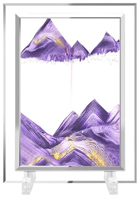 AzureLeap Art de Sable 3D Dynamique, Image en Mouvement, Sablier en Verre Carré, Paysage Sous-Marin 3D pour Décoration de Bureau et Maison [Violet-7]