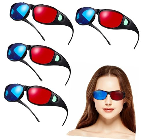 DOITOOL 5pezzi Occhiali Rosso e Blu Per Film e Tv Visione Anaglifa Senza Batterie Design Compatto Per Gruppi e Famiglie