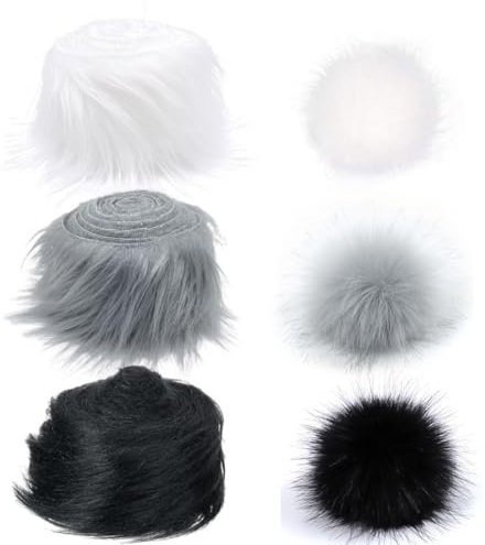 Amacoam Kunstfell-Stoff Flauschig Kunstfell Bordüre Kunstpelz Band Fellstoff, Kunstfell zum Basteln Furry Faux Precut Strips fur Gnome Beard Santa Hair Dwarf DIY Dekoration Kunstfell Basteln 6Stück