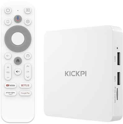 KICKPI Smart TV Box for Android 11.0, Certified TV Box with Voice Control, Compatible with Chromecast and Dolby Audio 100M LAN 2.4G/5.0G WiFi 5 BT 5.0