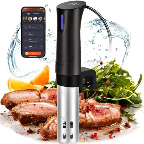 Sous Vide-maskin, 1100 W Sous Vide-spis, termisk cirkulator, justerbar klämma och digital LED-pekskärm/APP-kontroll, snabbuppvärmning exakt temperatur med timer, precisionskokare