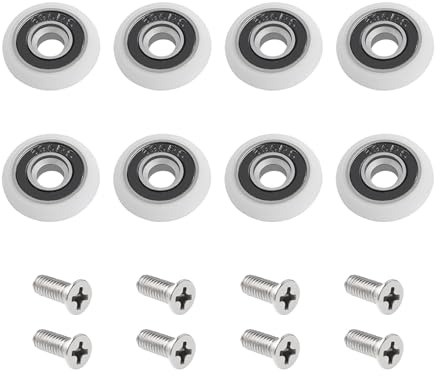 DTXLX 8 Rodillos Puerta Ducha Cristal M5 23mm Repuesto | Corredera curva blanca con rueda excéntrica. Repuesto para puerta corredera de vidrio. Tornillo M5 23mm.