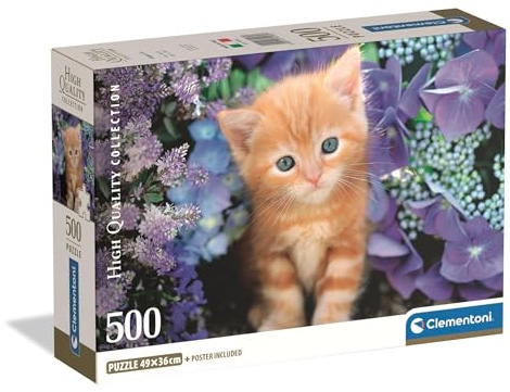 Clementoni Puzzle HQ Collection - Ginger Cat - 500 Teile | Compact box - Puzzle für Erwachsene 14 - 99 Jahre, Geschenk für Mann und Frau, Made in Italy, 35585