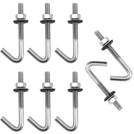 (20 pezzi) M5 x 80 mm Bullone di ancoraggio per calcestruzzo Viti J Gancio in acciaio inossidabile 304 7 Forma Gancio da parete Ganci a gambo lungo con rondella esagonale