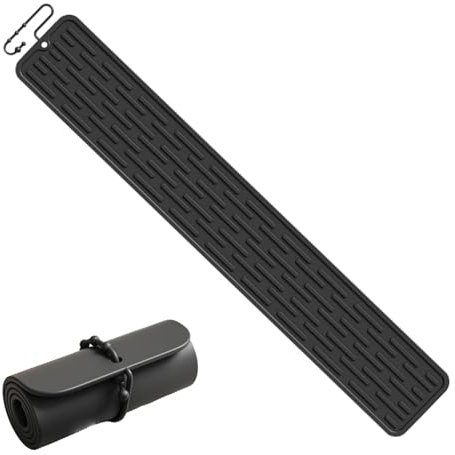 Stuoia Scolapiatti Stretti, Tappetino Da Bar Cuscini Di Asciugatura In Silicone, Tappetino Scolapiatti Antiscivolo Tappetino Di Drenaggio Per Scolapiatti E Protezione Lavello 55 X 8 Cm, Nero