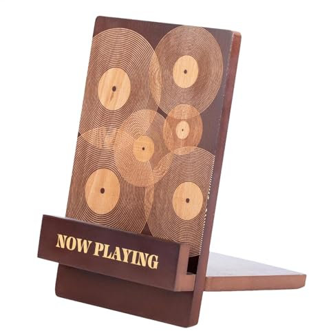 Now Playing Vinyl Schallplattenständer, Stilvoller Vinylhalter & Display für Alben, Premium Classic mit Gravur Design, Schallplattenhalter Ständer & Zubehör