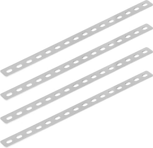 TSSS 4 Stück Edelstahl Flachverbinder 408 x 24 mm, 2,8 mm Dicke | Rostfreier Stahl, Gebürstet | Flache Reparaturplatten für Holzverbinder