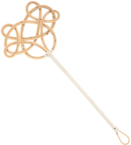 Yardenfun Herramienta Para Limpiar El Polvo De Colchas y Alfombras Mango Largo, Dos Varas De Mimbre Trenzado, Eliminador De Polvo Para Mantas, Uso Doméstico y Hotelero