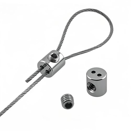Quintathletic 10pcs Steel Wire Rope Clamp Stainless Steel Cable Hanging Clip Double hole Adjustable Screws Fixed Hardware Accessories