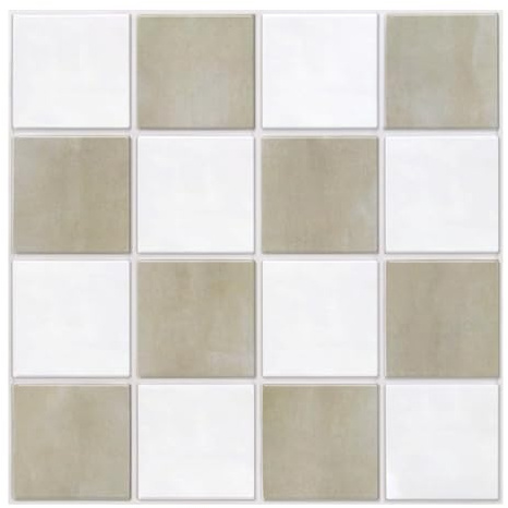 Commomy Credence Adhesive pour Cuisine Salle de Bain,Mat PVC,10 Pièces | Carreaux Muraux Beige et Blanc, Carrelage Adhesif Mural Cuisine Crédence Adhésive ImperméAble, 30 x 30 cm