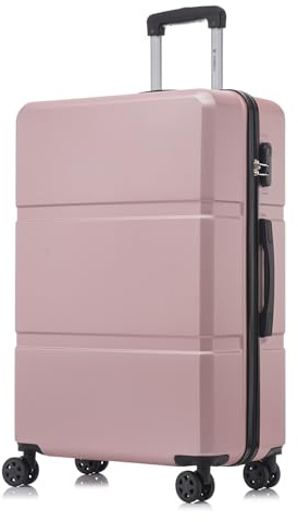 YONSLY Trolley Reisekoffer Suitcase, Rollkoffer Handgepäck mit 4 Rollen 360°, Hartschalenreisekoffer, Zahlenschloss, Weicher Gummigriff (XL, Roségold)