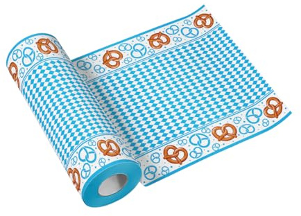 PAW Stoffähnliche Tischläufer 40 cm x 24 m - Bayerische Brezel | Zünftige Tischdeko für Oktoberfest und bayerische Feste, aus Airlaid-Material, saugstark, alle 120 cm sauber abtrennbar