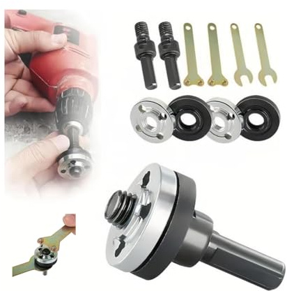 Electric Drill Conversion Angle Grinder Adapter Connecting Rod Kit,Grinder Flange Angle Wrench Spanner with Metal Lock Nut/Connecting Rod,Shank Mandrel Arbor Adapter Repair for Power Drill Grinders