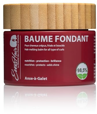 EvasHair - Anse-à-Galet - Baume Fondant - Nutrition, Protection, Brillance - Cheveux Afros, Crépus, Frisés, Bouclés - 98,5% d'Origine Naturelle - Fabriqué en France