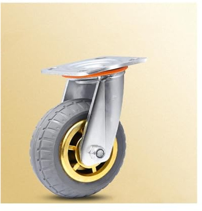 QRNHPJLJK 1 Packung mit 20,3 cm Universal-Rad, Schwerlastrollen, geräuschlos, Gummi, flache Wagen, Stoßdämpfung mit Bremse