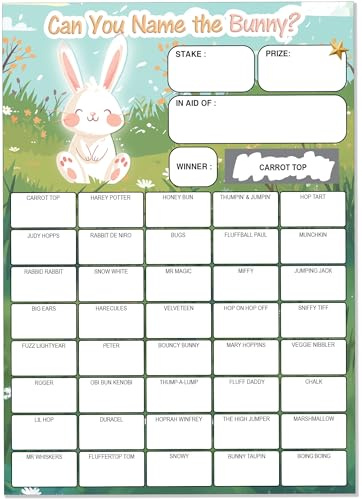 Pack of 10 Bunny Fundraising Scratch Cards - A5 Size - 40 Squares and Scratch Off Winner for Charity Fundraiser