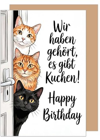 Edition Seidel Premium Glückwunschkarte zum Geburtstag mit Umschlag. Grußkarte Karte Geburtstagskarte Spruch für Mann Frau Freund Freundin Kind Mädchen Junge Katzen niedlich lustig (G3952 SW026)