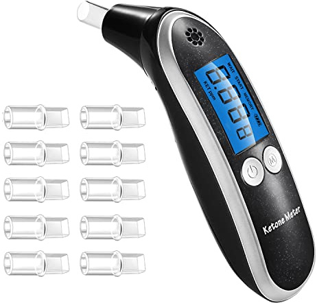 Breath Ketosis Meter & Breath Monitoring Analyzer - High Accuracy Ketone Breath Analyzer for Quick & Easy Track Your Ketones - Professional Home Ketosis Breath Tester with 10 Mouthpieces