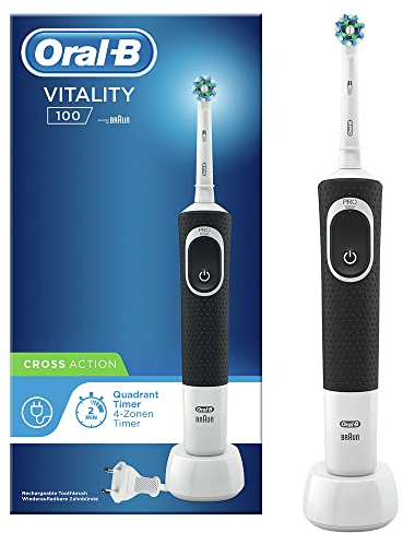Spazzolino Elettrico Ricaricabile Braun Oral-B Vitality 100 CrossAction Nero con 1 Manico 1 Testina