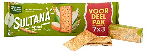 Paquetes de porciones de galletas de manzana | Sultana | The Original Fruit Biscuit Apple Value Pack 21 piezas | Peso total 306 gramos