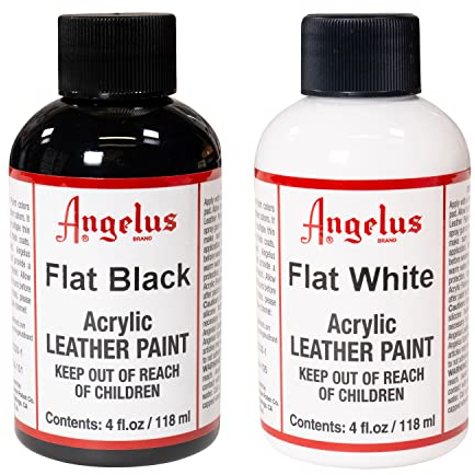 Angelus Acryl-Lederfarbe, wasserdicht, 113 g, flach, Schwarz und Weiß