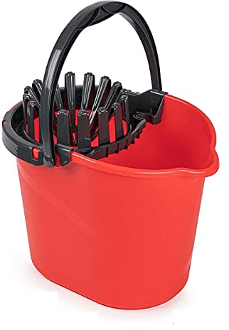 CABLEPELADO Cubo Fregona Escurrefacil, Cubo para Fregar, Cubo de Limpieza, 31,5 cm Altura x 29 cm Fondo, Cubo escurridor, Capacidad de 14 litros, Plástico PP5, Fabricado en España, Rojo y Negro