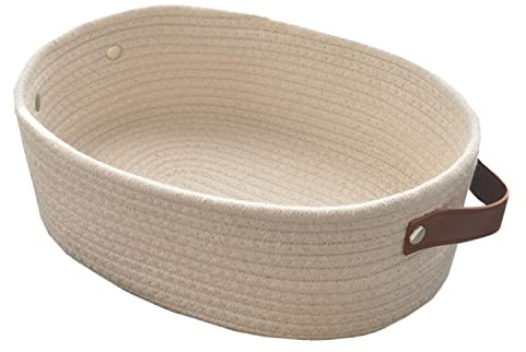 Panier de rangement, jouets, panier de rangement, panier en corde de coton, pliable organisateur de corde avec poignée, pour armoire, salle de bain, jouets, table à langer