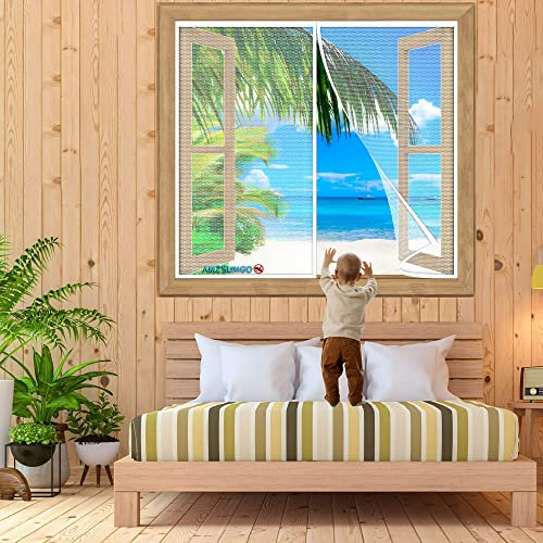 Magnet Fliegengitter Fenster Insektenschutz, 80 x 160 cm Netz vor Insekten wie Fliegen und Mücken, Magnetverschluß, Fliegenvorhang für Balkontür Schiebetür Terrassentür(Weiß)