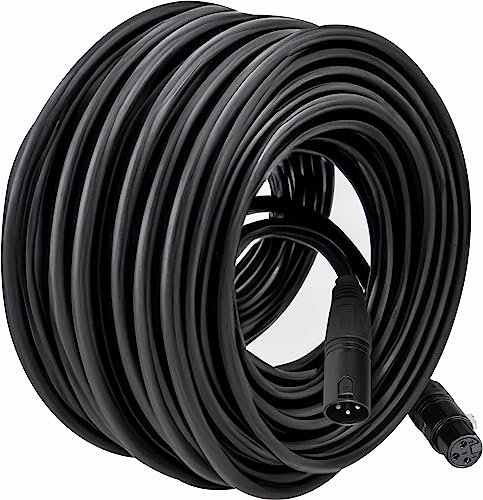 Pronomic XFXM-50 Cable De Micrófono (50 m de longitud, XLR hembra 3 polos -> XLR macho 3 polos, conector soldado a mano, resistente a ácidos y aceites, alivio de tensión con cierre de contacto) negro