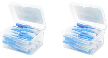 2 Set mit 40 Stück Interdentalbürsten, Floss Push-Pull, Kunststoff, Zahnbürsten, Handheld Outdoor Mundhygiene, Werkzeug, Haushalt, blau, 1,0 mm