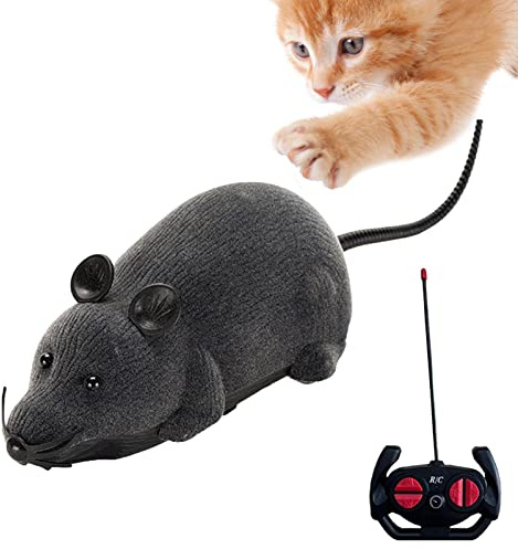 Meindin Katzenspielzeug Elektrisch Spielmaus, Elektrische Maus Für Katzen, Beflockungsmaus Spielzeug Interaktives Katzenspielzeug, Aufziehmaus Für Katzenauslauf Und Gegen Langeweile, Schwarz, Grau