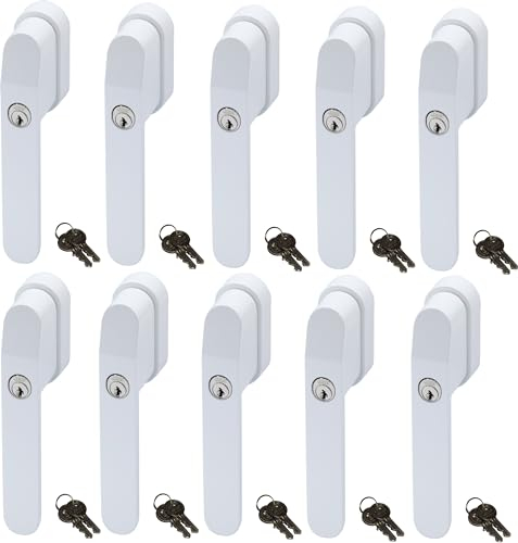 ABUS FG400W, abschließbarer Fenstergriff in weiß im Set 10 Stück, alle gleichschließend AL0125 mit zwanzig Schlüsseln