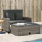 Festnight Rattan-Lounge 2-Sitzer,Gartensofa mit Bettfunktion,inkl. Hocker, Daybed zweigeteilt, kleine Rattan Couch als Outdoor,Sofa Set - 2 Sitzer Sessel mit Hocker und Schlaffunktion Grau