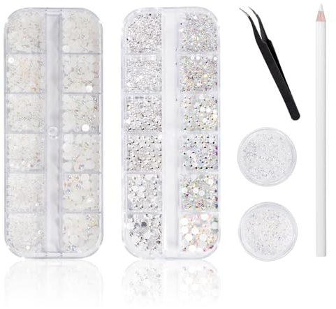 5600 Stück Strasssteine Nägel Nail Art,36 Farben Glitzersteine, Dekorationen Nagelsteine für Nagelkunst, einschließlich Wachsstift für Strasssteine und Strass-Picker