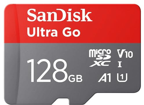 SANDISK Ultra Go Micro SDXC Speicherkarte 128 GB + SD Adapter (Für Android Smartphones und Tablets, bis zu 150 MB/s Lesegeschwindigkeit) A1, Full HD Video, UHS-I, Class 10, U1, Für Amazon