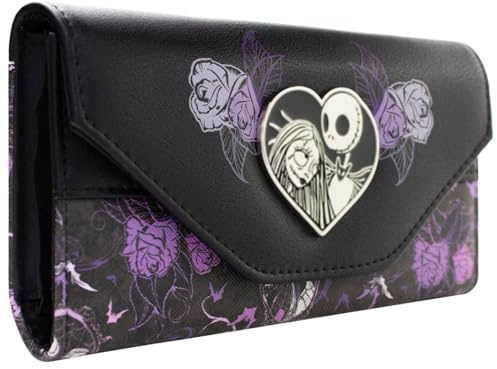 Nightmare Before Jack & Sally Christmas Blommig Plånbok Clutch Myntfack & Kortfack, Svart