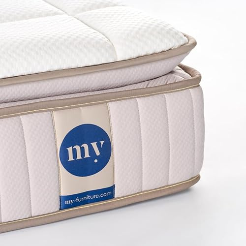 MY Furniture Ultimate King Mattress 5FT–11/27cm, Medium-Firm Orthopedic Pillow-Top Hybrid, 7-Zone Pocket Spring & Gel Memory Foam, Tencel Cover–100-Night Trial, 5-Year Warranty + Free Protector