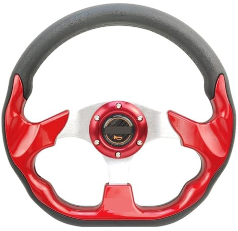 Lenkrad Auto Auto Sport Lenkrad Racing Typ Universal 13 Zoll 320MM Aluminium PU 4Farbe D Styling(RED)