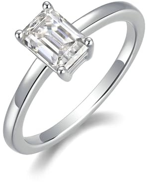 Whoiy Verlobungsring 950 Gold Moissanite 1ct, Bandring Platin Solitär Eheringe Echtgold Damenring Gr. 52 (16.6)
