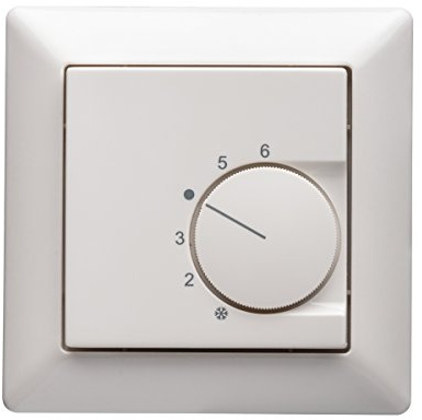 Halmburger Raumthermostat RTR-5510rg inkl. Jung AS 500 1-fach Rahmen AS581WW in alpinweiß mit Abdeckung 55x55mm, Kontaktausführung Öffner für Fußbodenheizung Stellantriebe 230V stromlos geschlossen NC