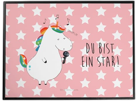 Mr. & Mrs. Panda Schreibunterlage Einhorn Sänger - Geschenk, Unicorn, Geburtstag, Schreibtisch Unterlagen, Sängerin, Disco, schreibtischunterlage, tischpad, schreibtischunterlagen, Freundin, Party