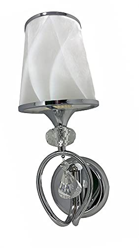 Vetrineinrete® Lampada da comodino a parete lume a muro applique moderno lumetto abat jour con pendoli in vetro oro o argento e18 (Argento) B54