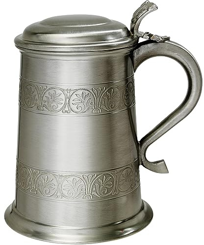 Zinn mit Deckel Krug 1 Pint Mittelalterlicher Stil mit Schwanengriff Rein Schwer Messgerät Bier Krug Möglich für Gravur Personalisierte Geschenke für Männer und Frauen