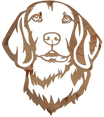 Edelrost Beagle Kopf zum Hängen 40 x 34 cm Wandbild Gartendekoration