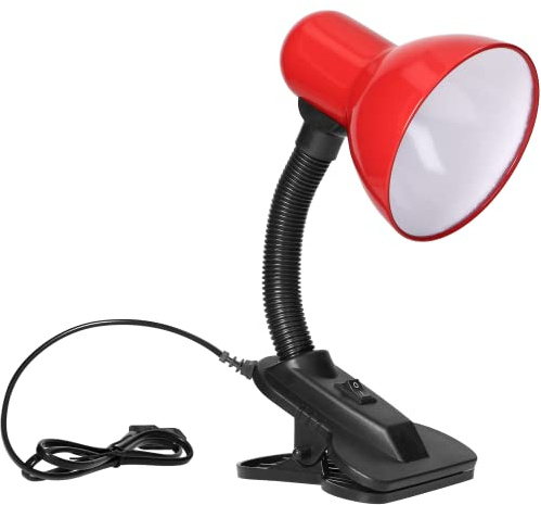 Virone LATSA 10W Lampe de Lecture Lit E27 Avec Clip et Interrupteur Acier + Plastique Flexible Longueur du câble ~ 90 cm (rouge)