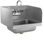 Kratos Hand Sink with Gooseneck Faucet and Side Splashes | 9W x 9D x 5H Stainless Steel Bowl | Wall Mounted Handwashing Sink for Foodservice and Commercial Use | NSF Certified (28W-090)